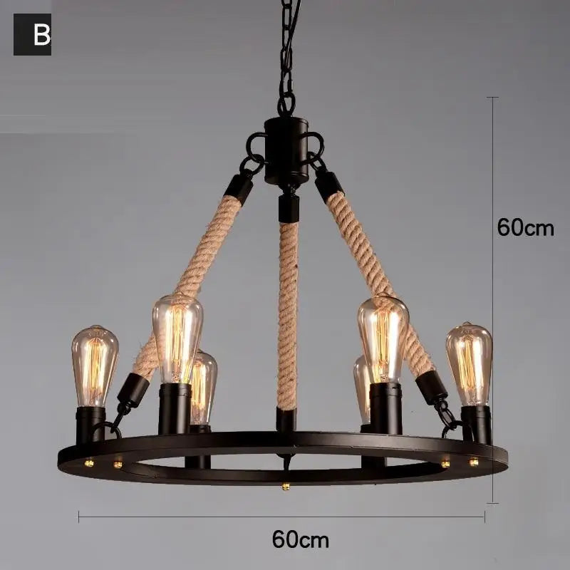 Suspension Industrielle Madeleine Brume en Corde de Chanvre — MODÈLE G / Sans ampoule E27 ; MODÈLE G / Avoir une ampoule E27