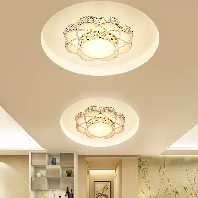 Plafonnier — LED intelligent avec motif de fleur en cristal moderne