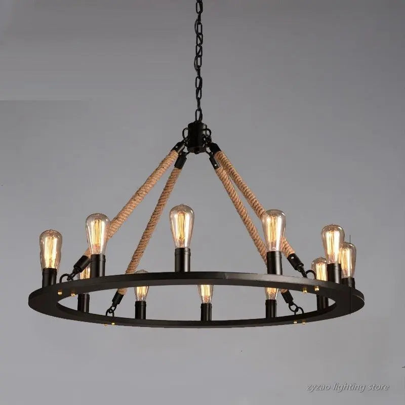 Suspension Industrielle Madeleine Brume en Corde de Chanvre