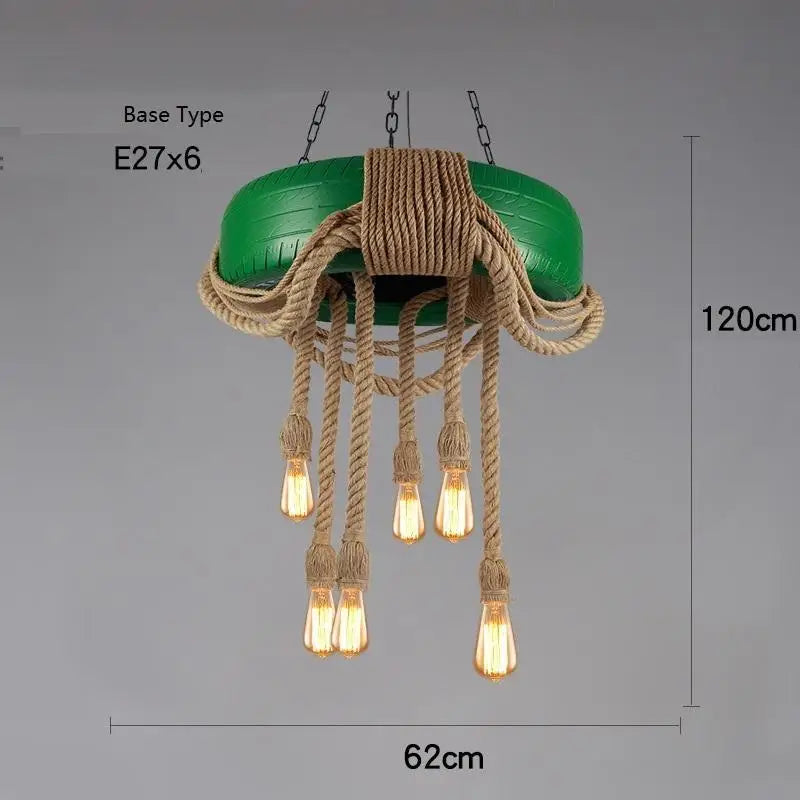 Suspension Industrielle Madeleine Brume en Corde de Chanvre — MODÈLE Q / Sans ampoule E27 ; MODÈLE Q / Avoir une ampoule E27