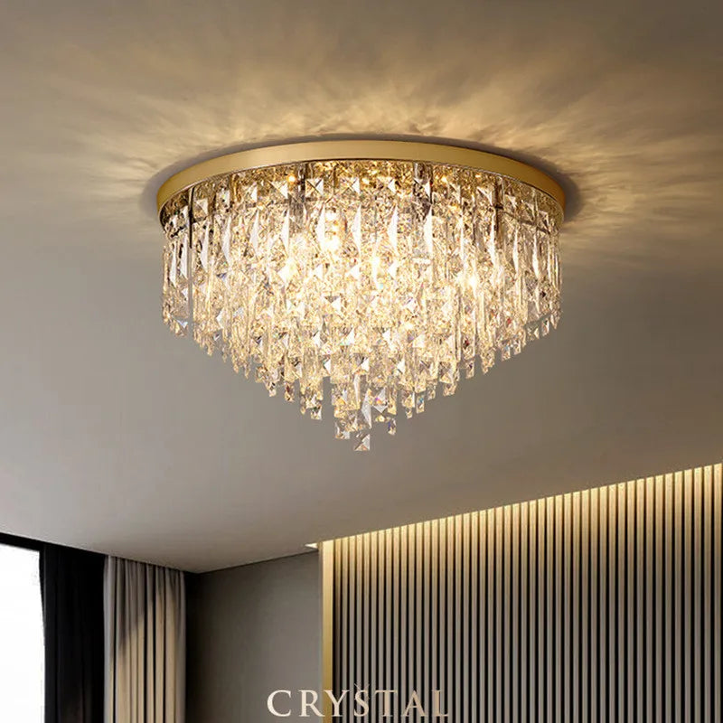Plafonnier — LED moderne en acier chromé avec cristaux k9 art déco