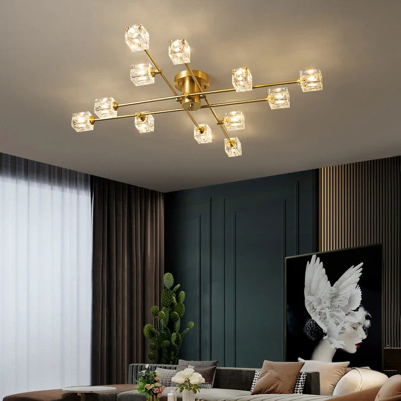 Plafonnier — Moderne en cuivre avec cristal élégant nordique