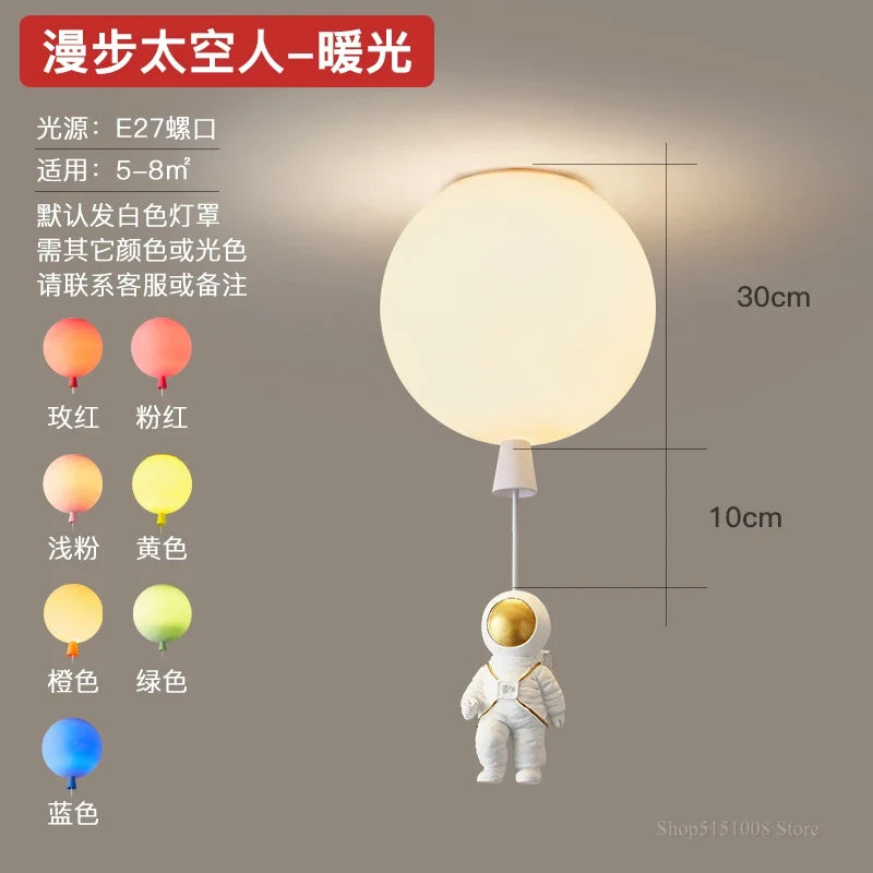 Plafonnier — LED nordique créatif astronaute ballon pour enfants
