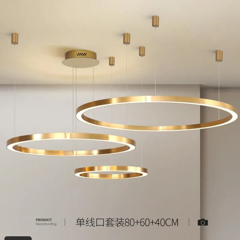 Lustre — LED moderne brossé avec anneau lumineux