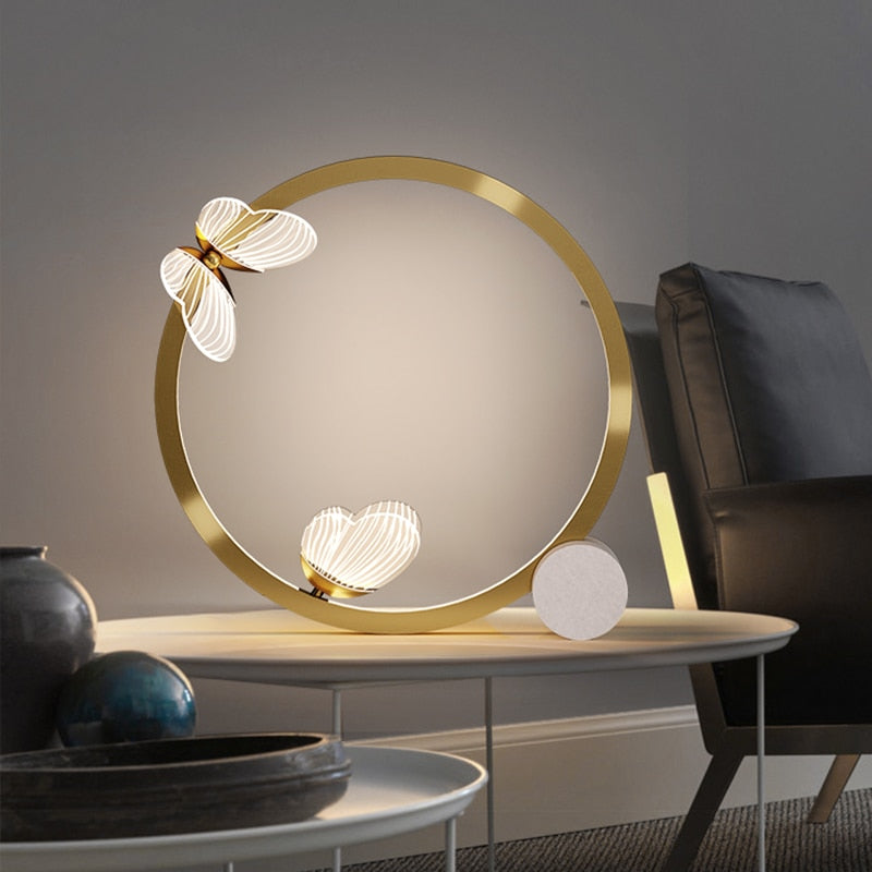Lampe à poser design LED métallique doré Papillon