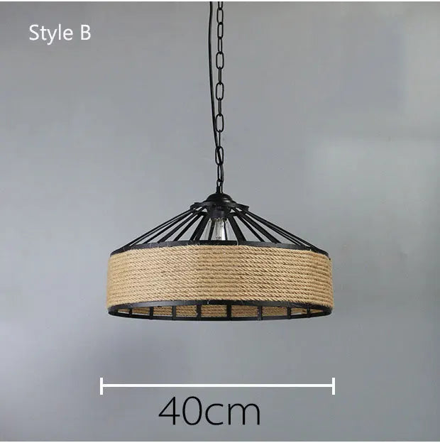 Lustre Industriel Henri Rivage en Corde et Métal — Style chaîne 40cm