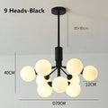 Lustre — Boule de verre nordique LED or luxe chambre cuisine lampe magique haricot Apiales lustres pour salle à manger café éclairage
