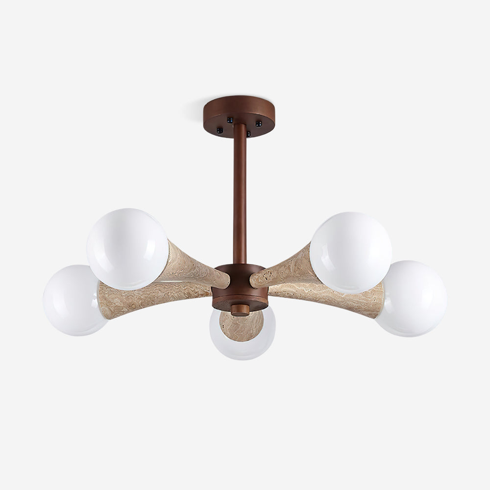Ritta Plafonnier Bois et Travertin Fixe au Plafond - Neutralighting