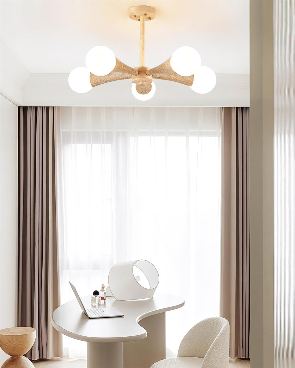 Ritta Plafonnier Bois et Travertin Fixe au Plafond - Neutralighting