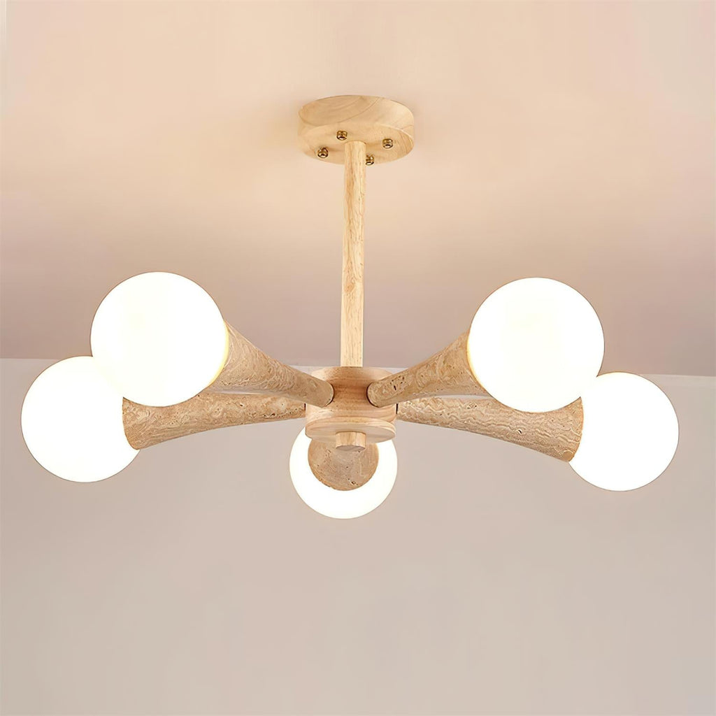 Ritta Plafonnier Bois et Travertin Fixe au Plafond - Neutralighting