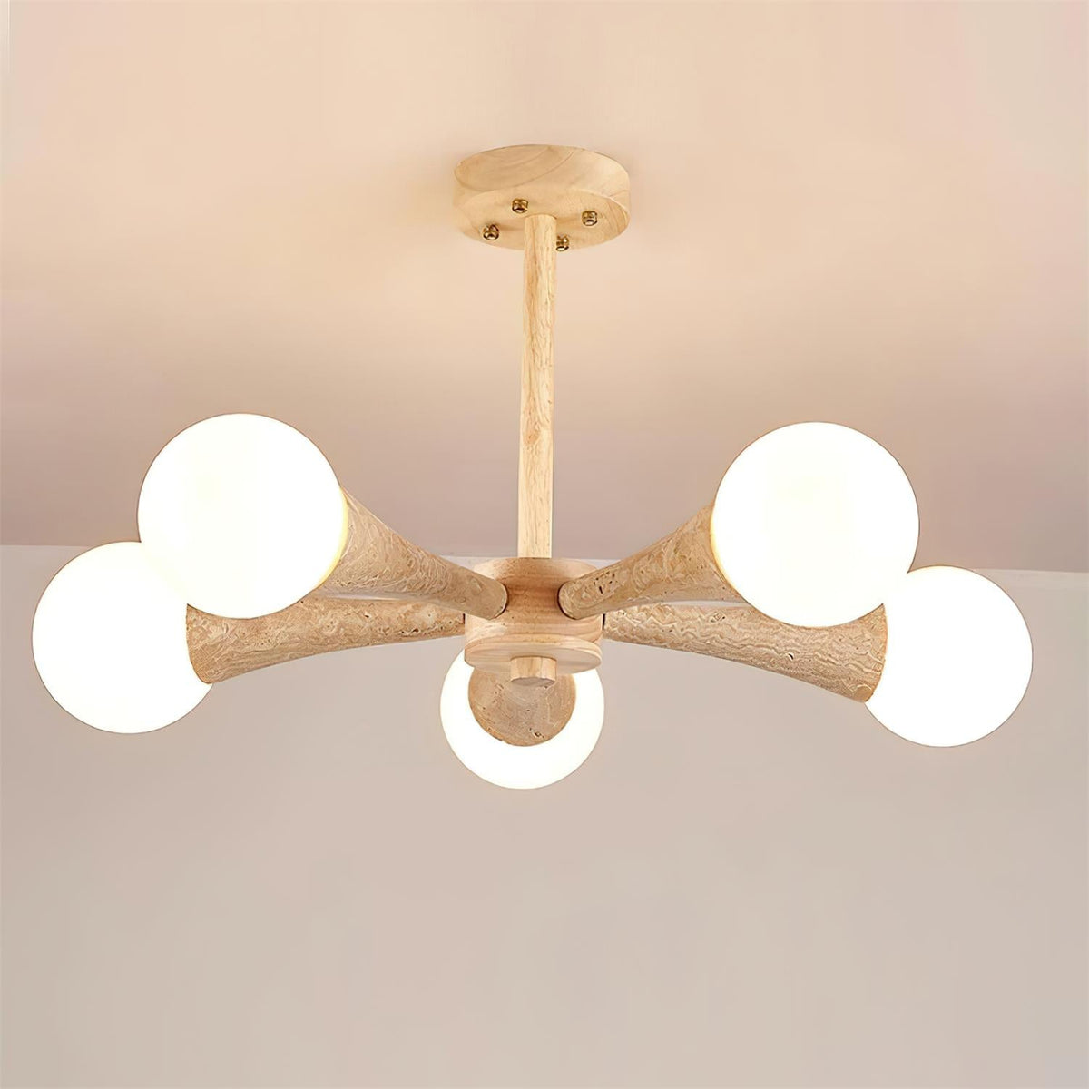 Ritta Plafonnier Bois et Travertin Fixe au Plafond - Neutralighting