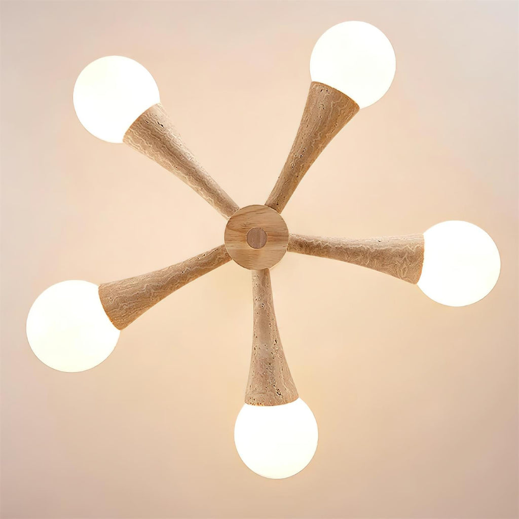 Ritta Plafonnier Bois et Travertin Fixe au Plafond - Neutralighting