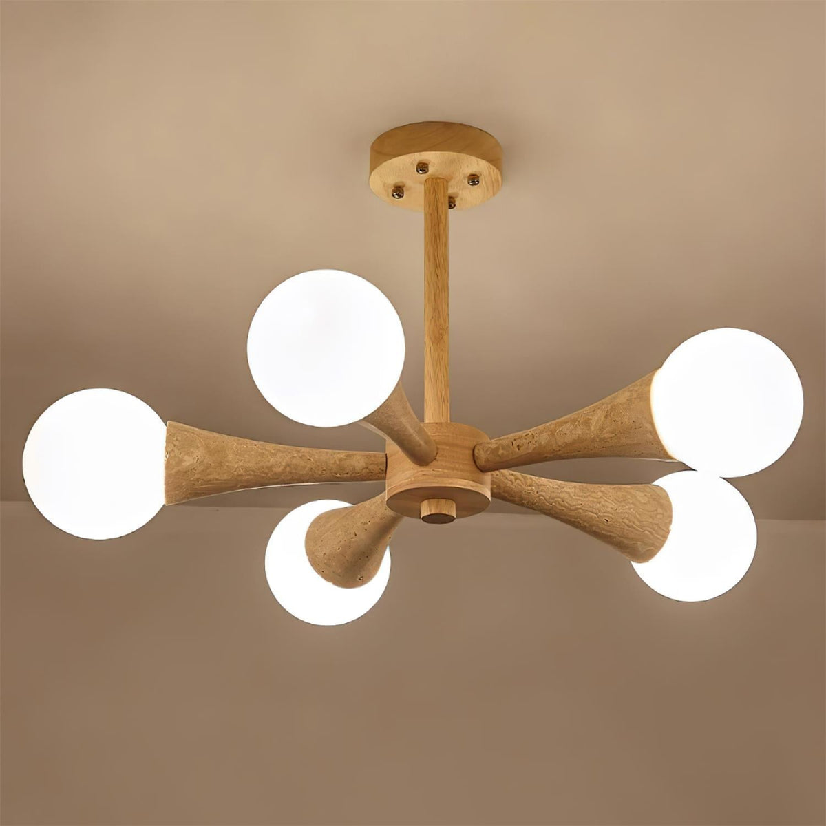 Ritta Plafonnier Bois et Travertin Fixe au Plafond - Neutralighting
