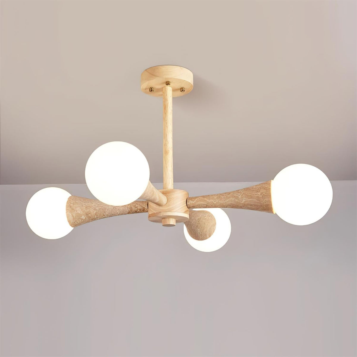 Ritta Plafonnier Bois et Travertin Fixe au Plafond - Neutralighting