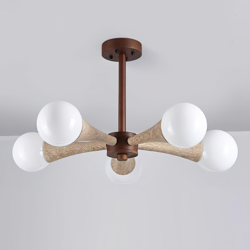Ritta Plafonnier Bois et Travertin Fixe au Plafond - Neutralighting