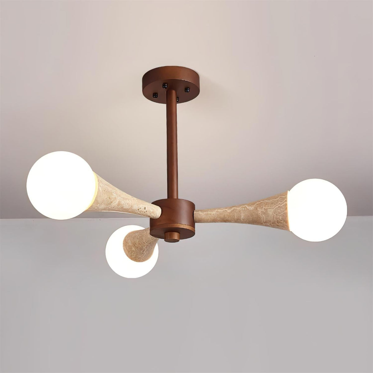 Ritta Plafonnier Bois et Travertin Fixe au Plafond - Neutralighting