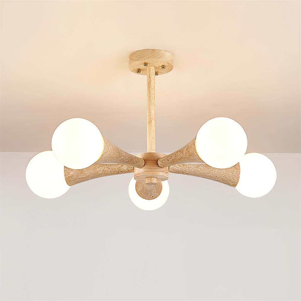 Ritta Plafonnier Bois et Travertin Fixe au Plafond - Neutralighting