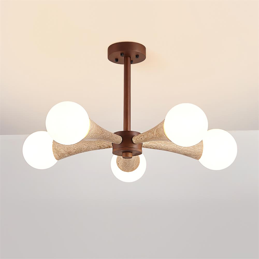 Ritta Plafonnier Bois et Travertin Fixe au Plafond - Neutralighting