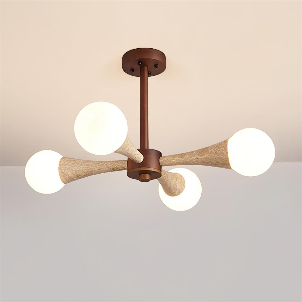Ritta Plafonnier Bois et Travertin Fixe au Plafond - Neutralighting