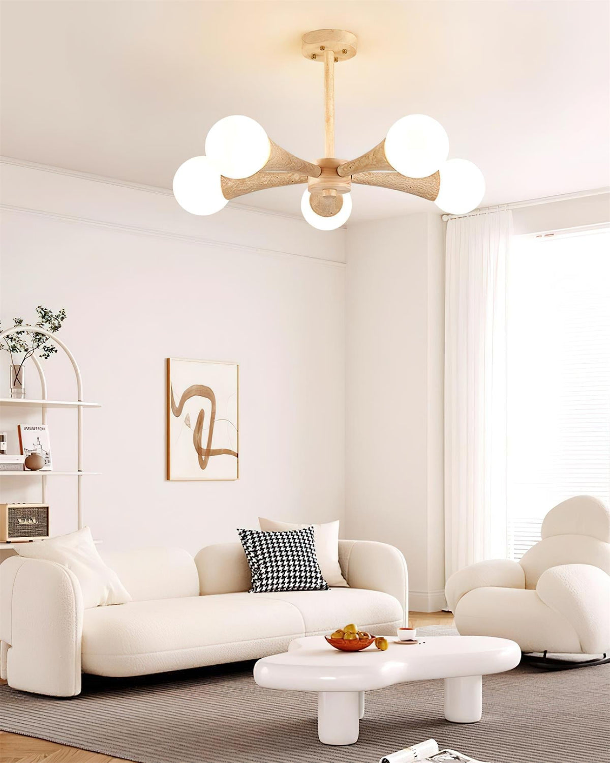 Ritta Plafonnier Bois et Travertin Fixe au Plafond - Neutralighting
