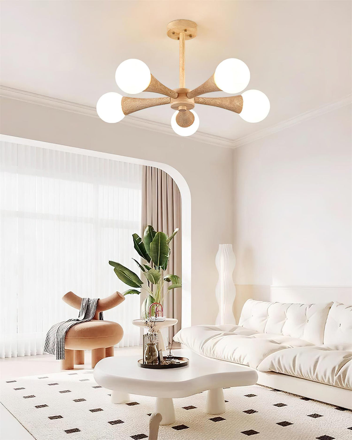 Ritta Plafonnier Bois et Travertin Fixe au Plafond - Neutralighting