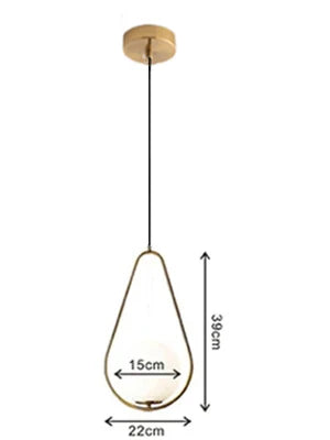 Suspension — Boule de verre nordique suspension lumières Vintage cerceau or moderne LED suspension lampe pour salon maison Loft décor industriel Luminaire