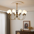Lustra Chandelier Bras en Laiton Boules en Verre Dépoli - Neutralighting