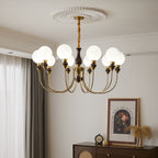 Lustra Chandelier Bras en Laiton Boules en Verre Dépoli - Neutralighting