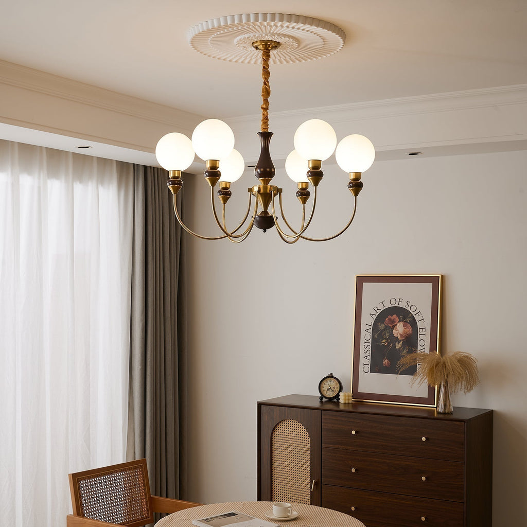Lustra Chandelier Bras en Laiton Boules en Verre Dépoli - Neutralighting