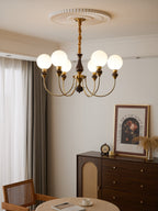 Lustra Chandelier Bras en Laiton Boules en Verre Dépoli - Neutralighting