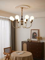 Lustra Chandelier Bras en Laiton Boules en Verre Dépoli - Neutralighting