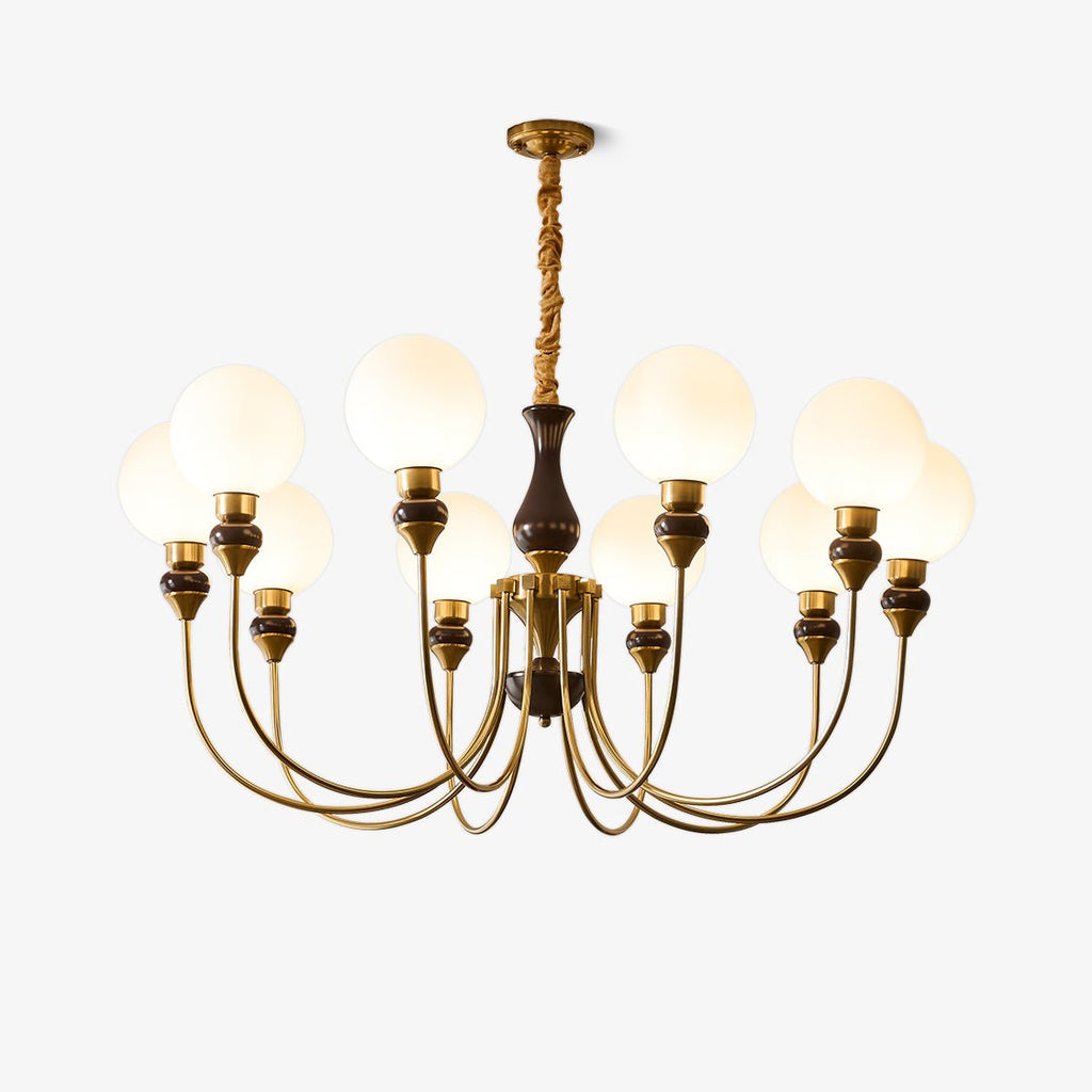 Lustra Chandelier Bras en Laiton Boules en Verre Dépoli - Neutralighting