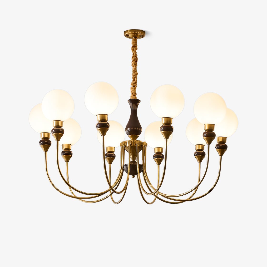 Lustra Chandelier Bras en Laiton Boules en Verre Dépoli - Neutralighting