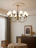 Lustra Chandelier Bras en Laiton Boules en Verre Dépoli - Neutralighting