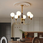Lustra Chandelier Bras en Laiton Boules en Verre Dépoli - Neutralighting