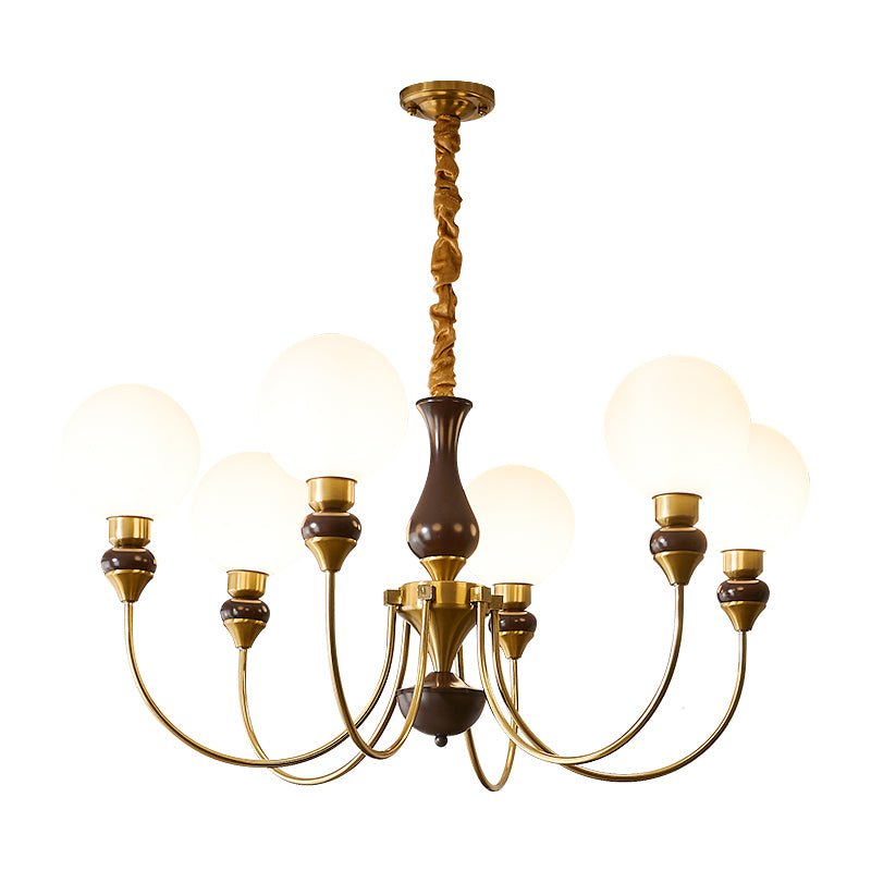Lustra Chandelier Bras en Laiton Boules en Verre Dépoli - Neutralighting
