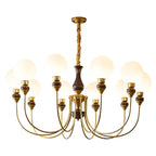Lustra Chandelier Bras en Laiton Boules en Verre Dépoli - Neutralighting