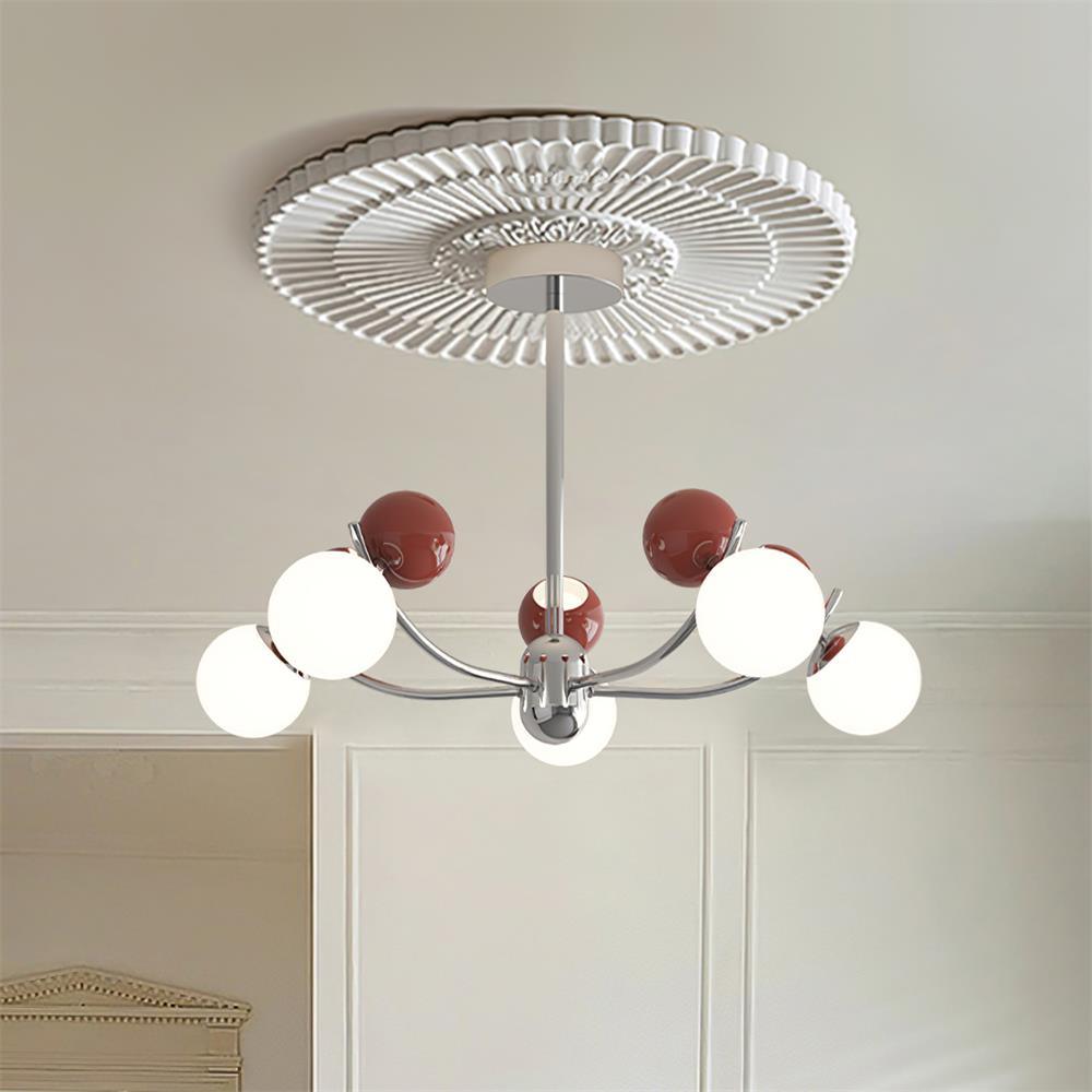 Helio Lustre Chrome Disposition d'Orbes Rouges - Neutralighting