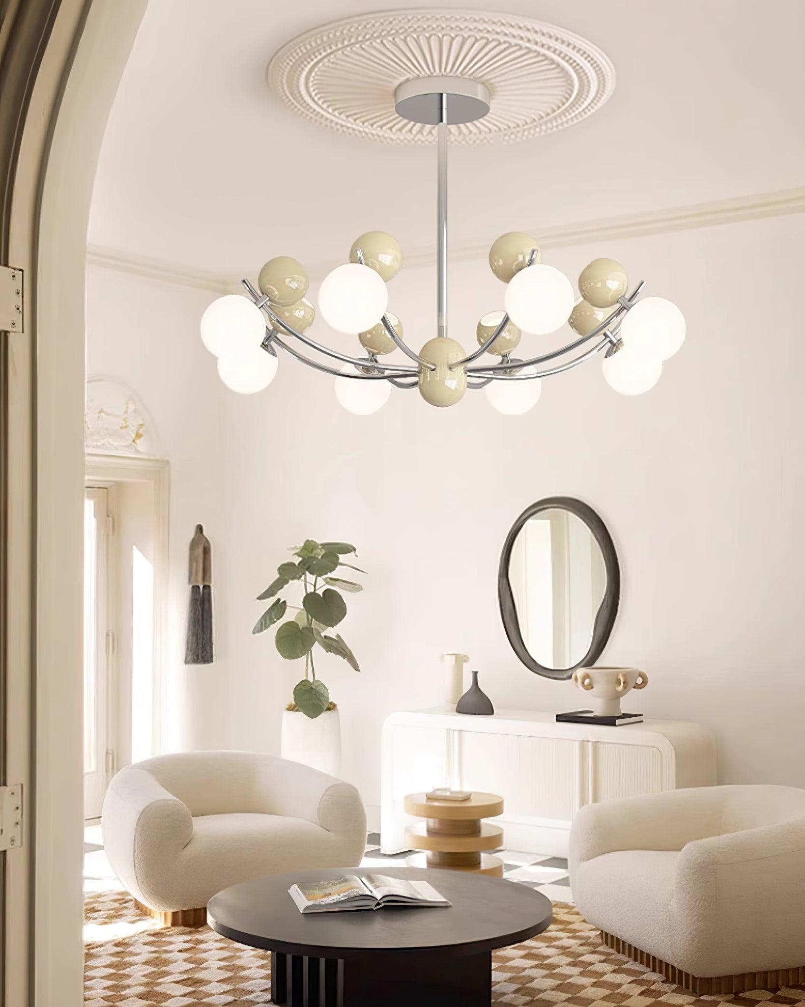 Helio Lustre Chrome Disposition d'Orbes Rouges - Neutralighting