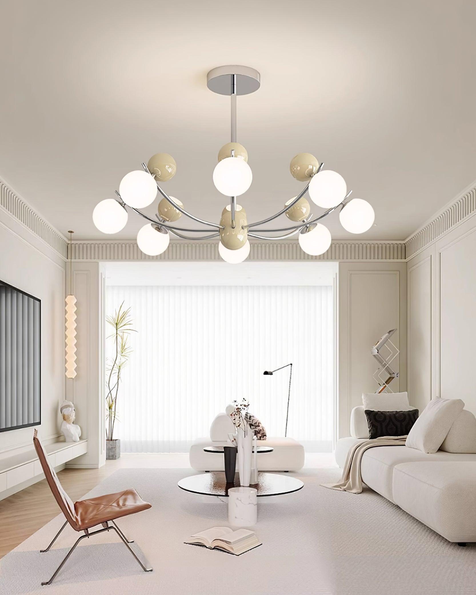 Helio Lustre Chrome Disposition d'Orbes Rouges - Neutralighting