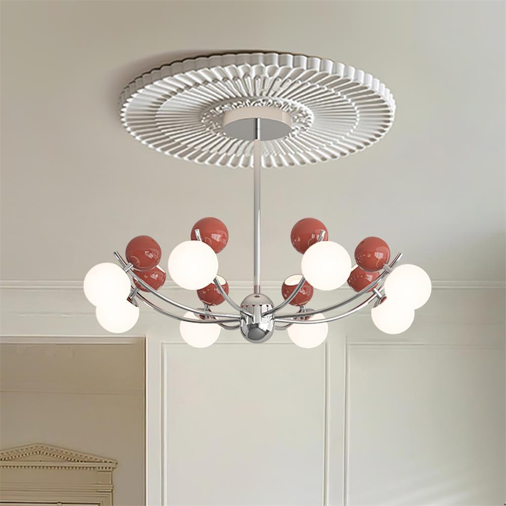 Helio Lustre Chrome Disposition d'Orbes Rouges - Neutralighting