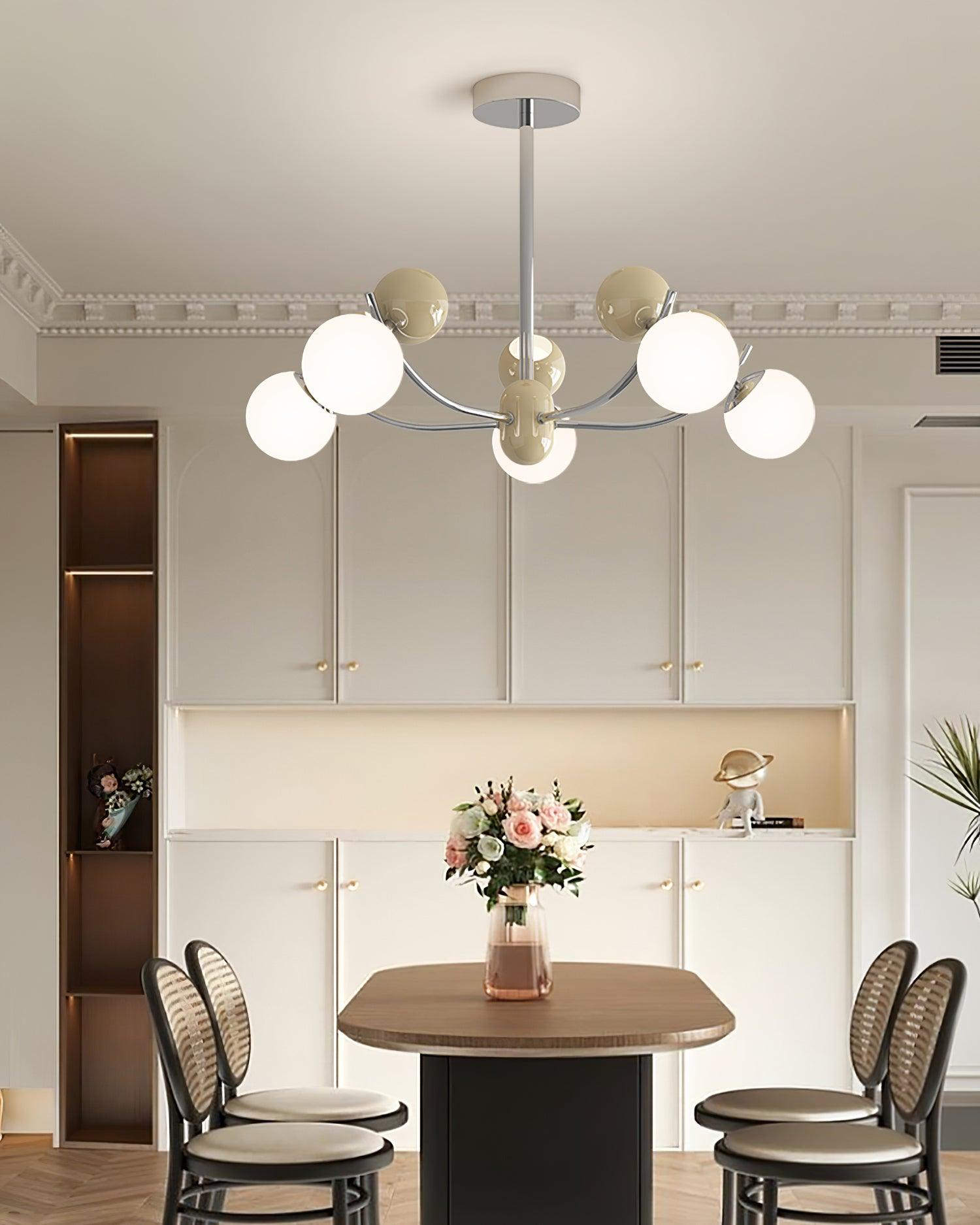 Helio Lustre Chrome Disposition d'Orbes Rouges - Neutralighting