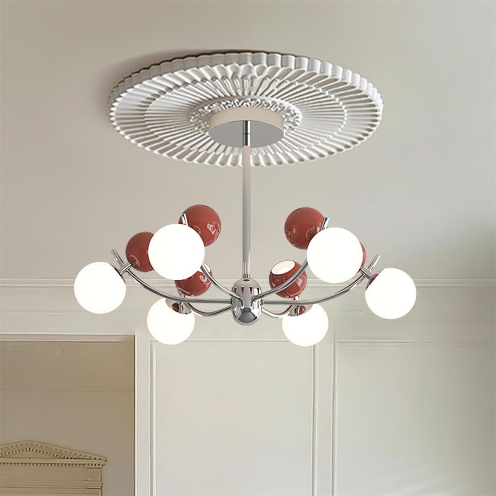 Helio Lustre Chrome Disposition d'Orbes Rouges - Neutralighting