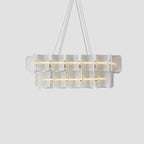 Virinia Postmoderne Luxe Rectangle Laiton Verre Suspension - Neutralighting
