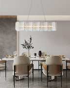 Virinia Postmoderne Luxe Rectangle Laiton Verre Suspension - Neutralighting
