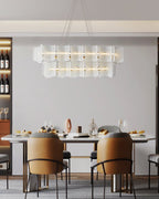 Virinia Postmoderne Luxe Rectangle Laiton Verre Suspension - Neutralighting