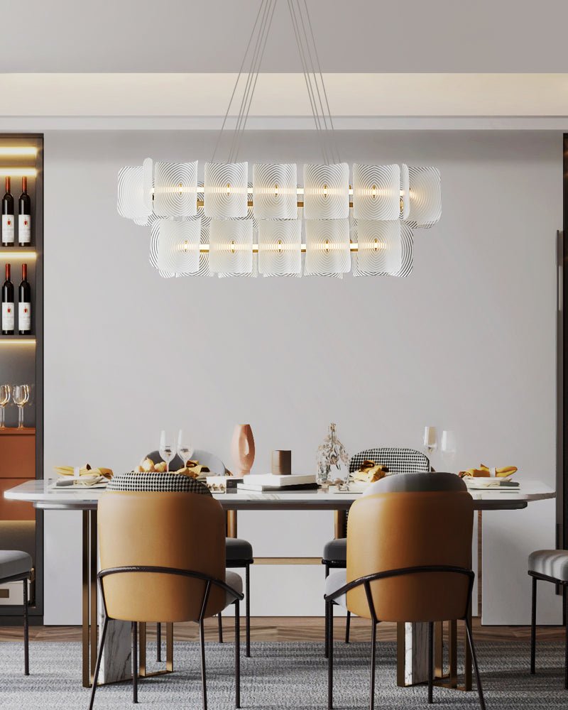 Virinia Postmoderne Luxe Rectangle Laiton Verre Suspension - Neutralighting