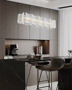 Virinia Postmoderne Luxe Rectangle Laiton Verre Suspension - Neutralighting