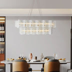 Virinia Postmoderne Luxe Rectangle Laiton Verre Suspension - Neutralighting