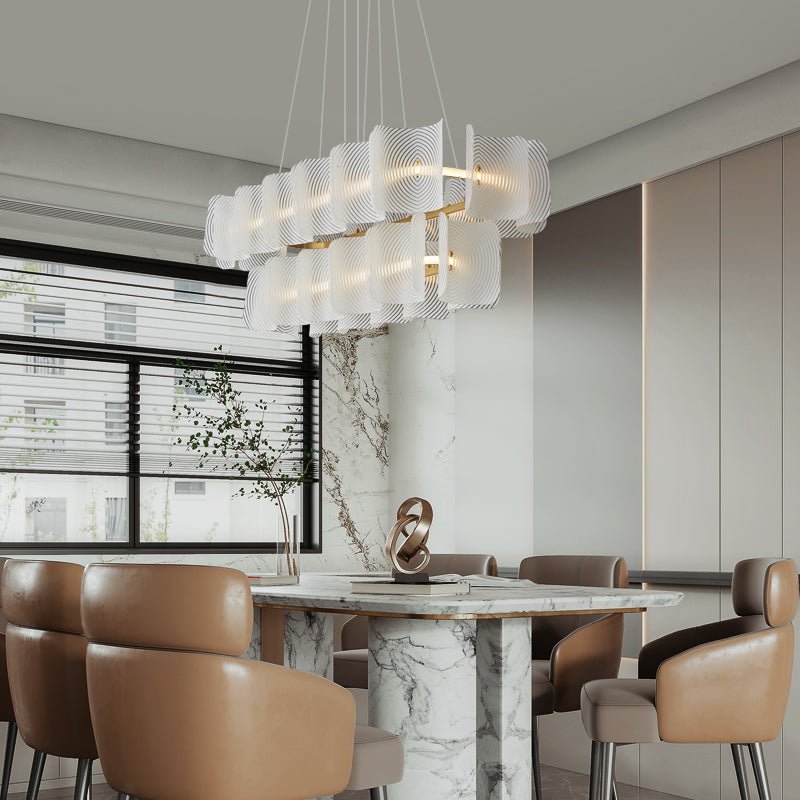 Virinia Postmoderne Luxe Rectangle Laiton Verre Suspension - Neutralighting